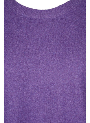 Meleret strikbluse med 3/4 ærmer, Ultra Violet Mel., Packshot image number 2