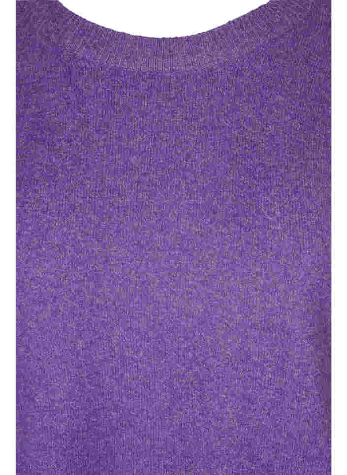 Meleret strikbluse med 3/4 ærmer, Ultra Violet Mel., Packshot image number 2