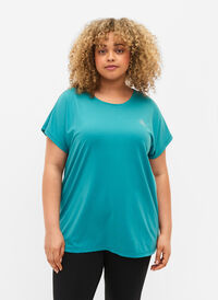 Kortærmet trænings t-shirt, Green-Blue Slate, Model