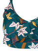Blomstret bikini bh med fl&aelig;sedetaljer, Gr&oslash;n, Packshot image number 2