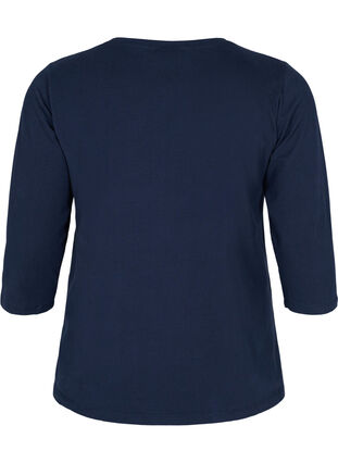 Basis bomulds t-shirt med 3/4 ærmer, Navy Blazer, Packshot image number 1