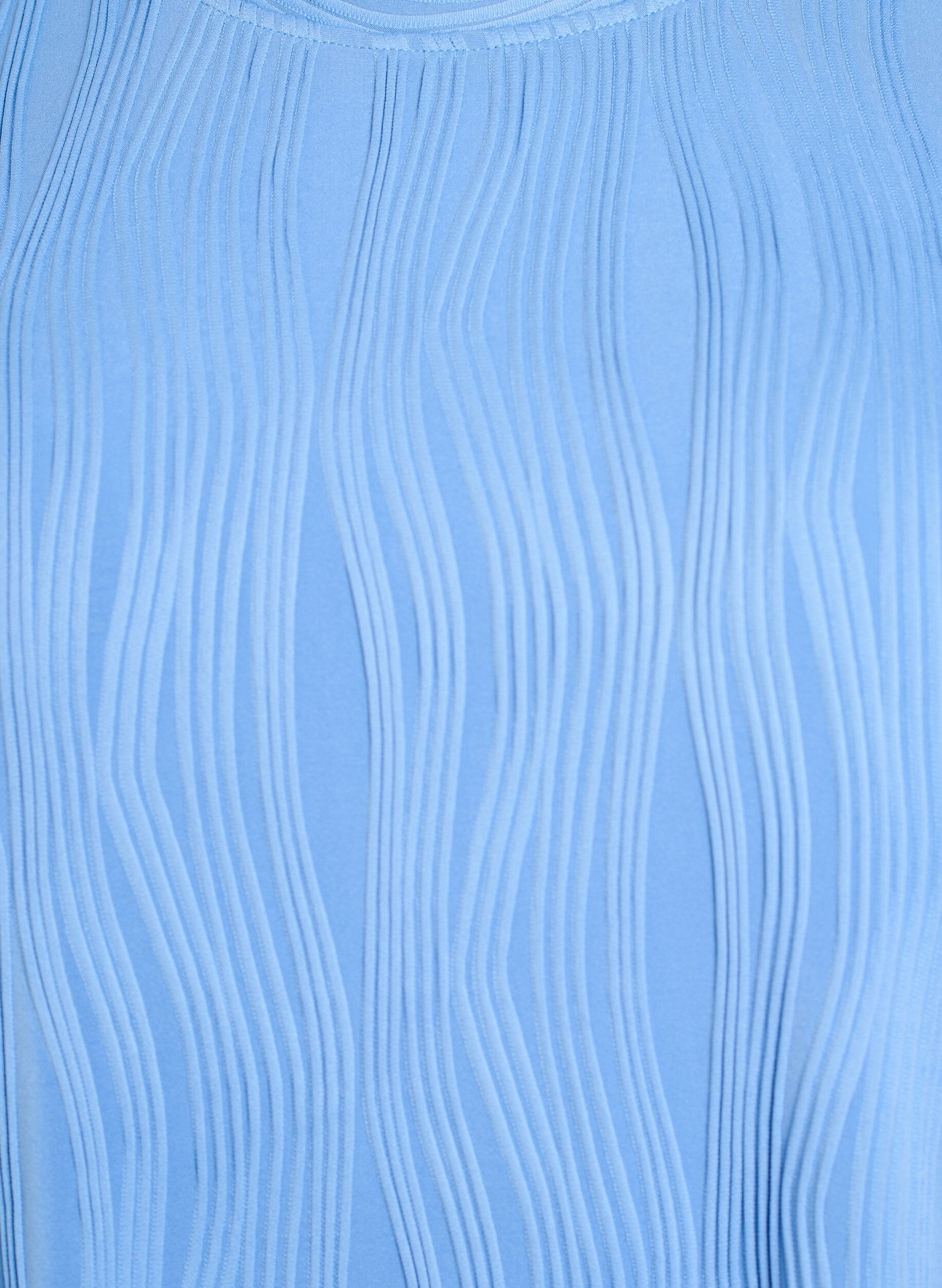 Zizzi Bluse med korte &aelig;rmer og b&oslash;lget struktur, Bl&aring;, Packshot image number 2