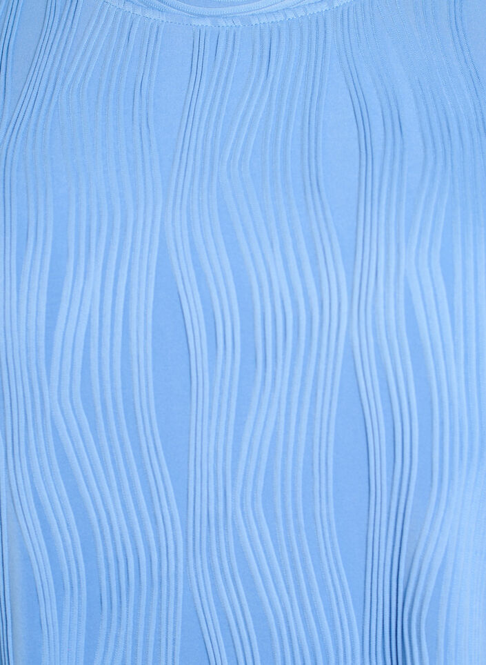 Bluse med korte ærmer og bølget struktur, Blå, Packshot image number 2