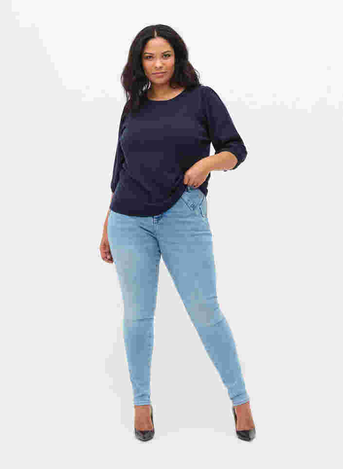 Super slim Amy jeans med markante syninger, Light blue, Model image number 0