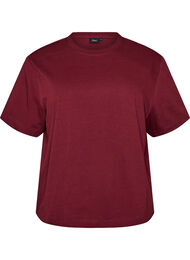 Boxy T-shirt i bomuld, R&oslash;d