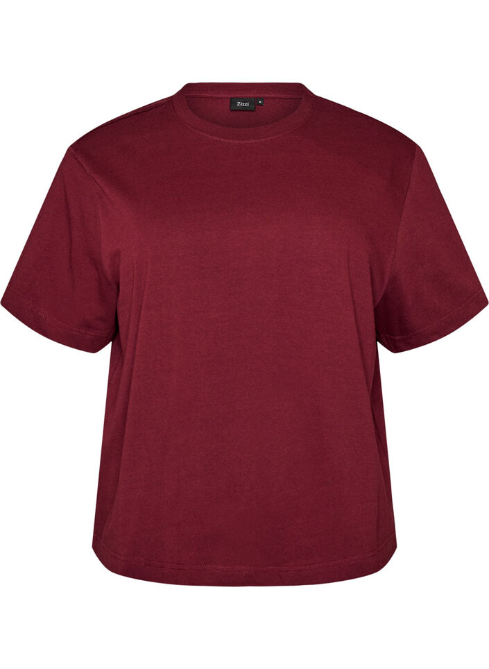 Boxy T-shirt i bomuld, R&oslash;d, Packshot image number 0