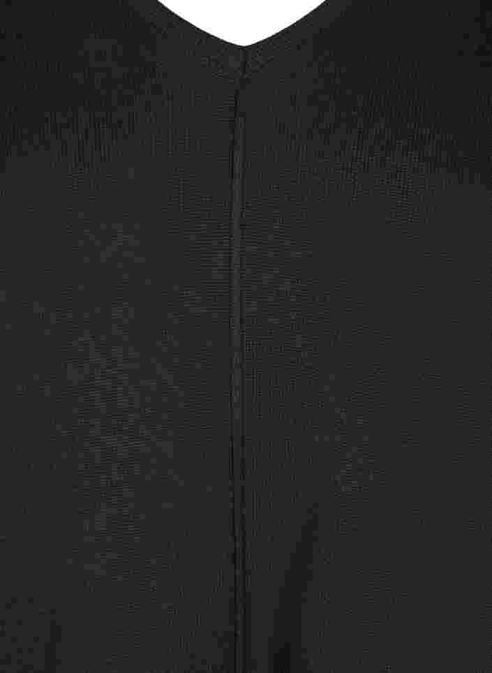 Strikkjole med v-udskæring i bomuldsblanding, Black, Packshot image number 2