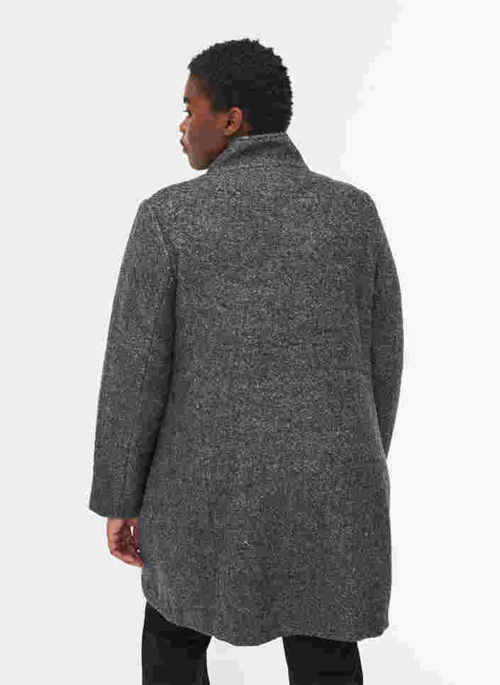 Frakke med uld og lynlås, Dark Grey Melange, Model image number 1