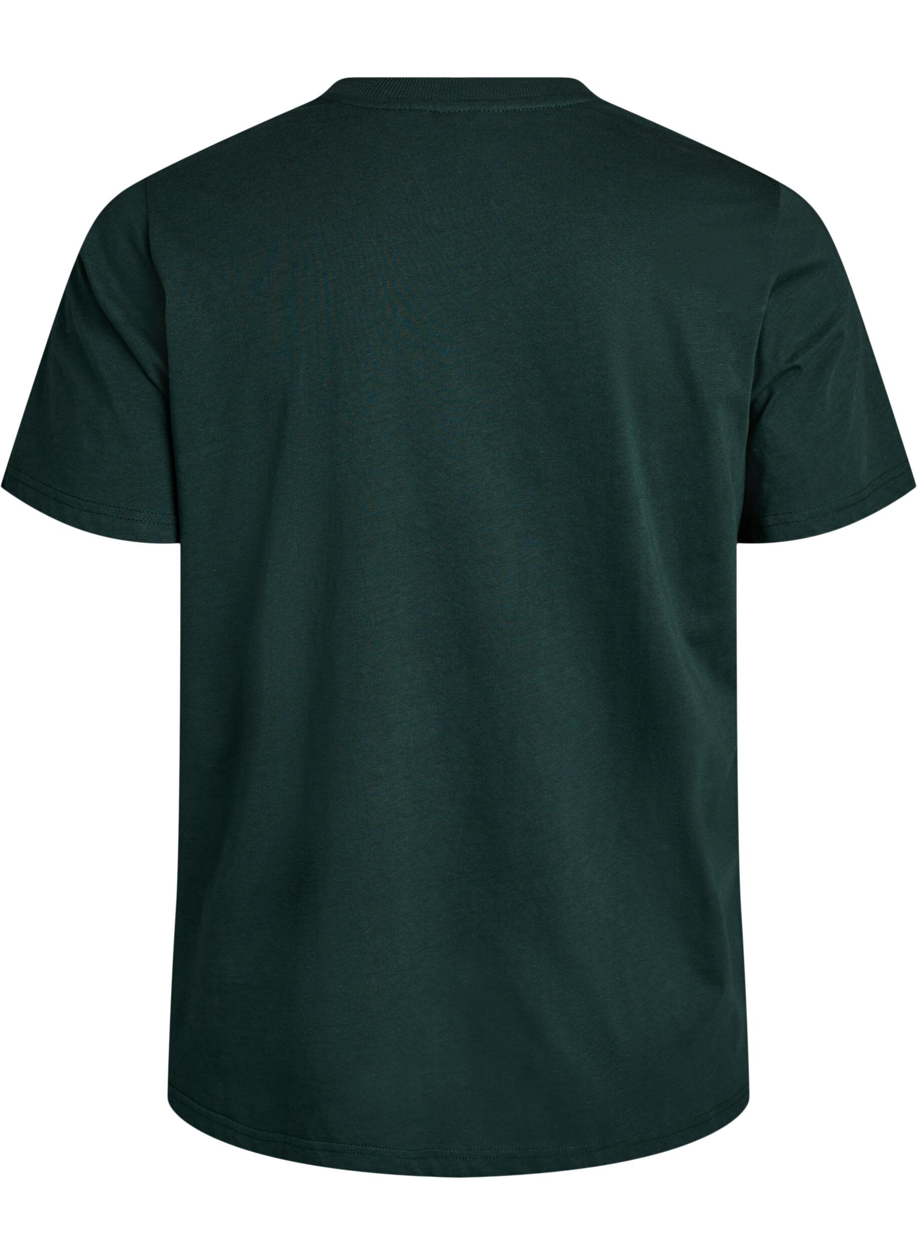 Zizzi Basis t-shirt i bomuld med rund hals, Gr&oslash;n, Packshot image number 1