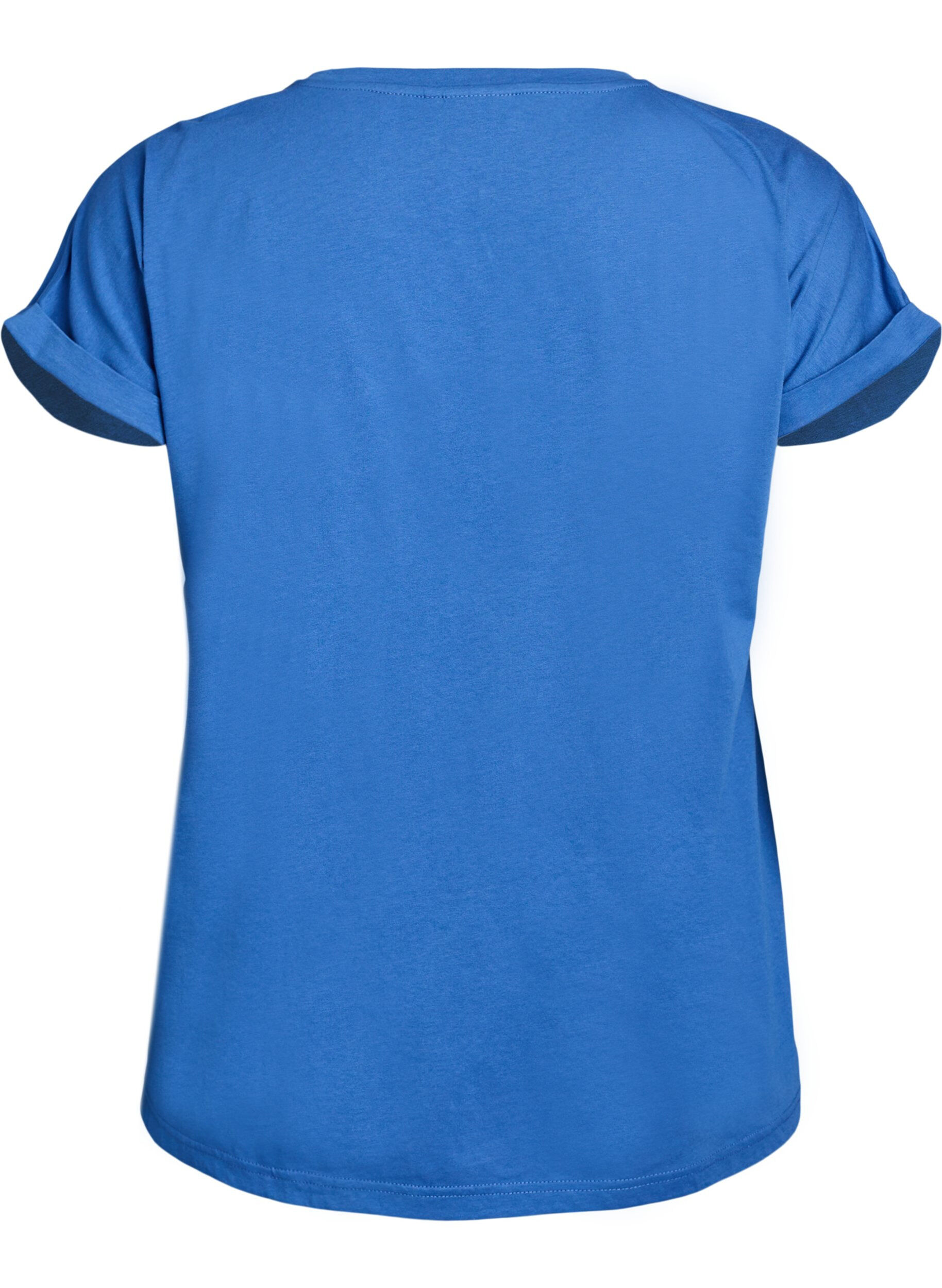 ZizziKort&aelig;rmet t-shirt i bomuldsblanding, Bl&aring;, Packshot image number 1