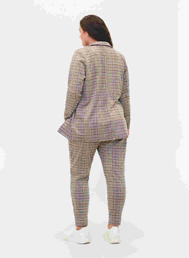 Cropped Maddison bukser med ternet mønster, Brown Check, Model