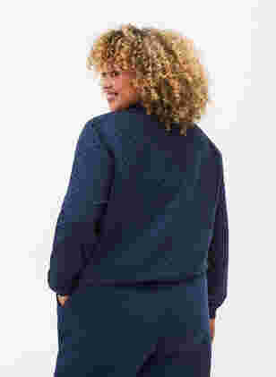 Quiltet sweatshirt med lynlås, Navy Blazer, Model