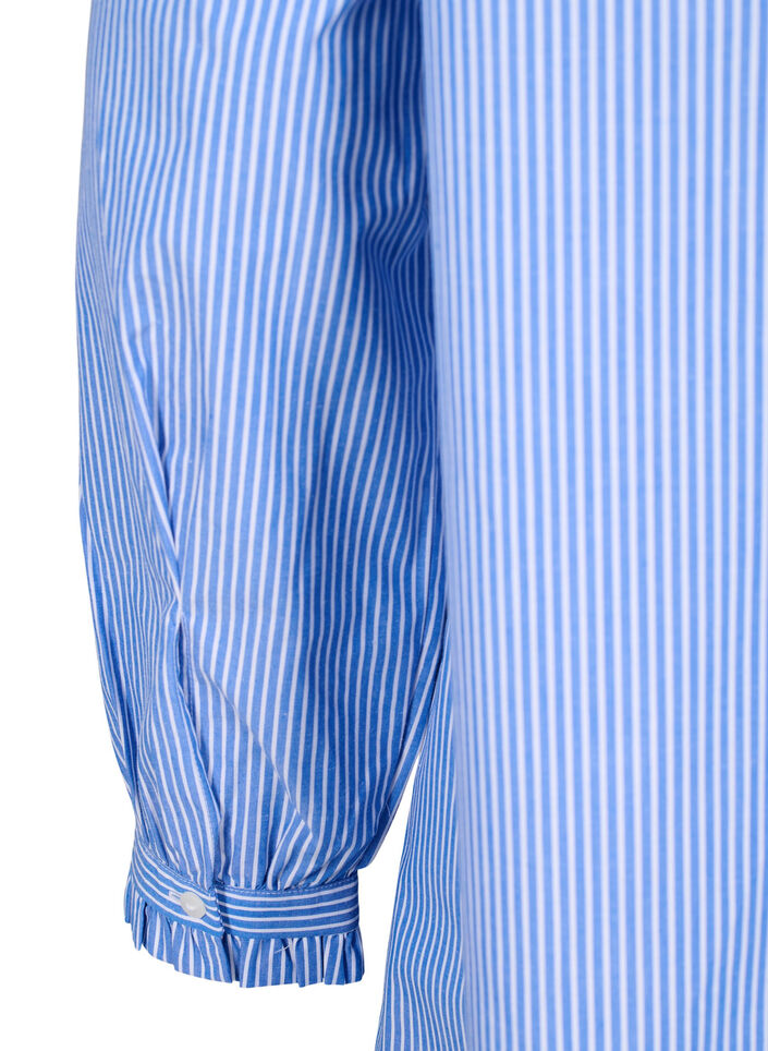 Stribet tunika med flæsedetaljer, Princess Blue W. St., Packshot image number 3