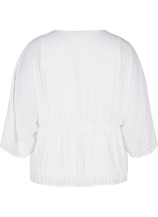Bluse med 3/4 ærmer og v-udskæring, White, Packshot image number 1
