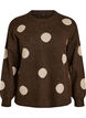 Strikbluse med prikket m&oslash;nster, Brun, Packshot image number 0