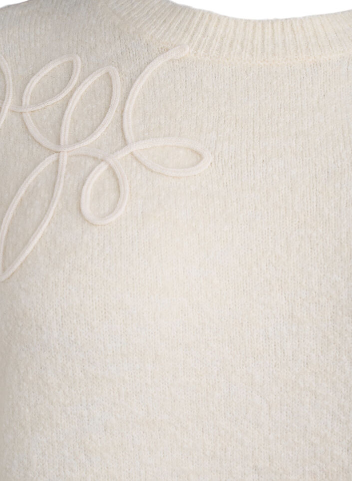 Strikbluse med påsyede snoredetaljer, Beige, Packshot image number 2