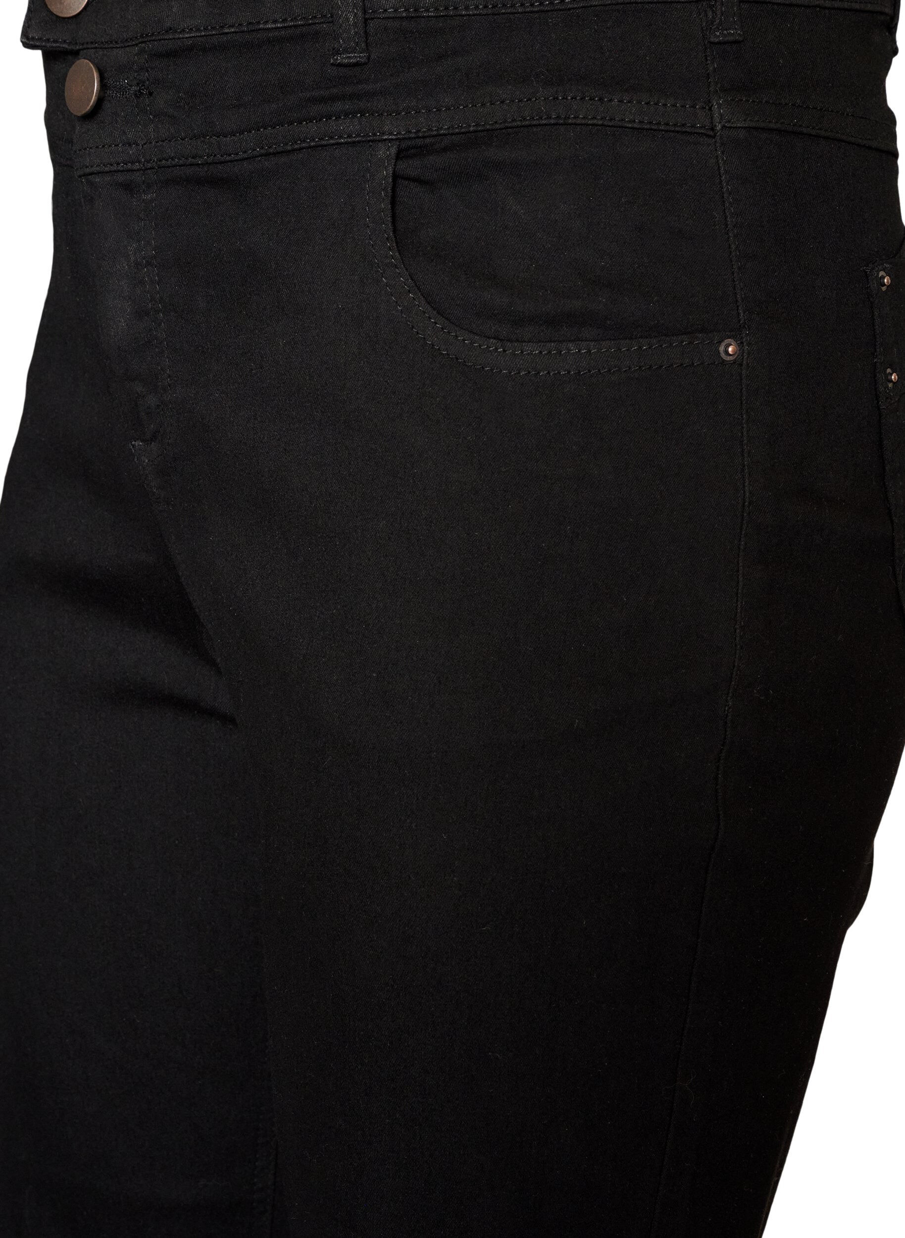 ZizziRegular fit Gemma jeans med h&oslash;j talje, Sort, Packshot image number 2