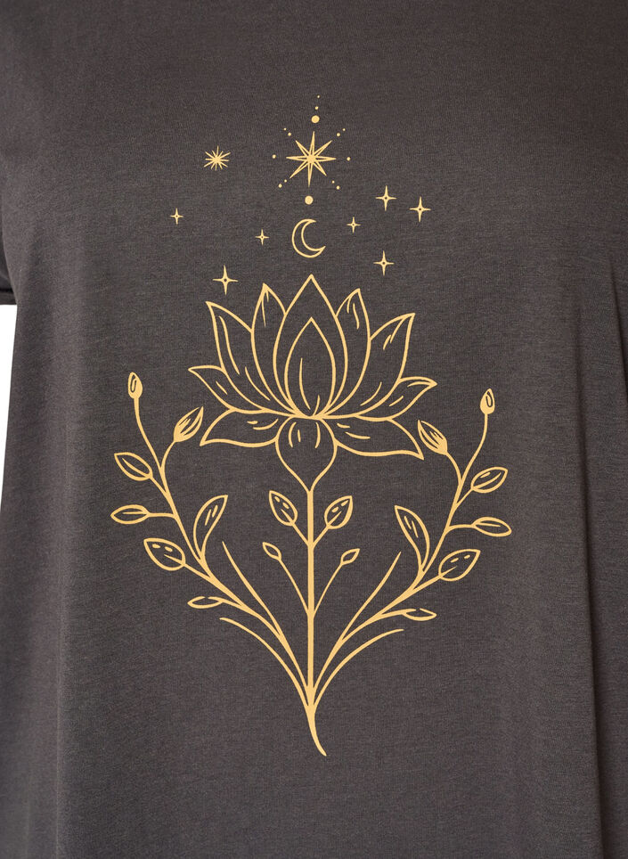T-shirt med dekorativt frontprint, Gr&aring;, Packshot image number 2