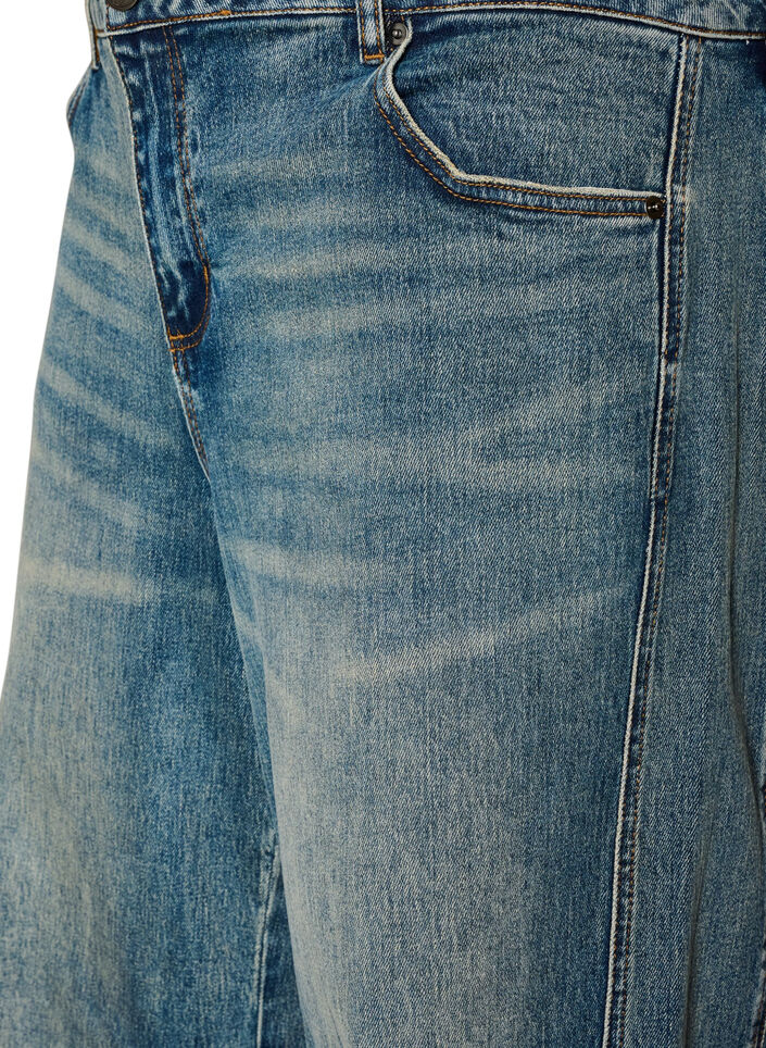 Barrel fit jeans med slidt vask, Bl&aring;, Packshot