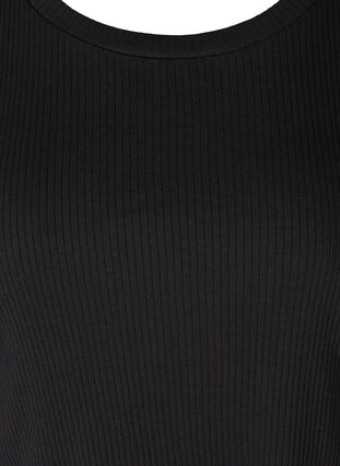 Rib t-shirt med korte pufærmer, Black, Packshot image number 2