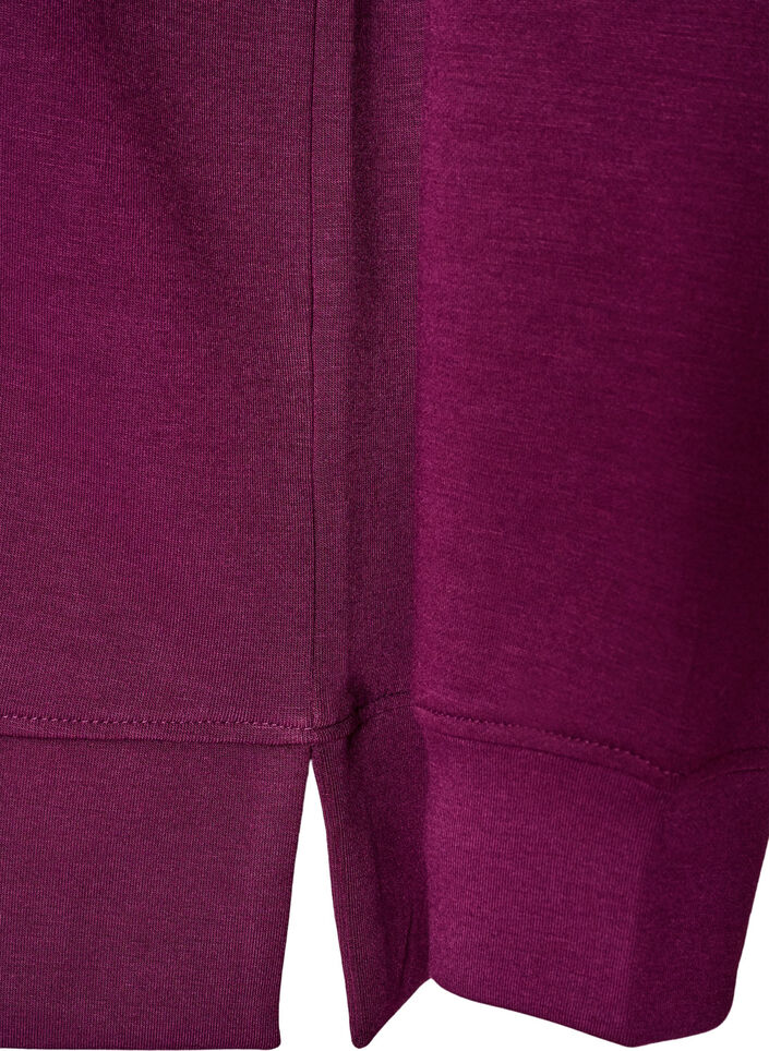 Lang&aelig;rmet jerseybluse med rund hals, Lilla, Packshot image number 3