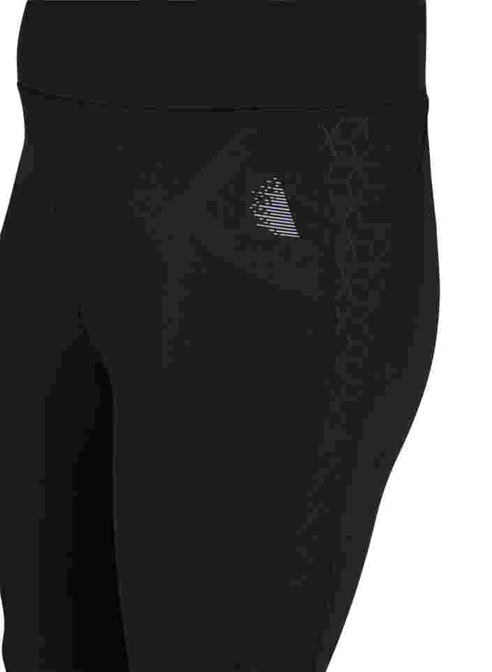 Cropped træningstights med baglomme, Black, Packshot image number 2
