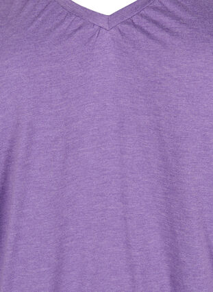 Meleret bluse med v-udskæring, Deep Lavender Mél, Packshot image number 2