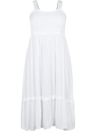 Viskose midikjole med smock, Bright White