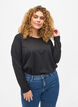 A-formet bluse med tekstur, Black, Model image number 0