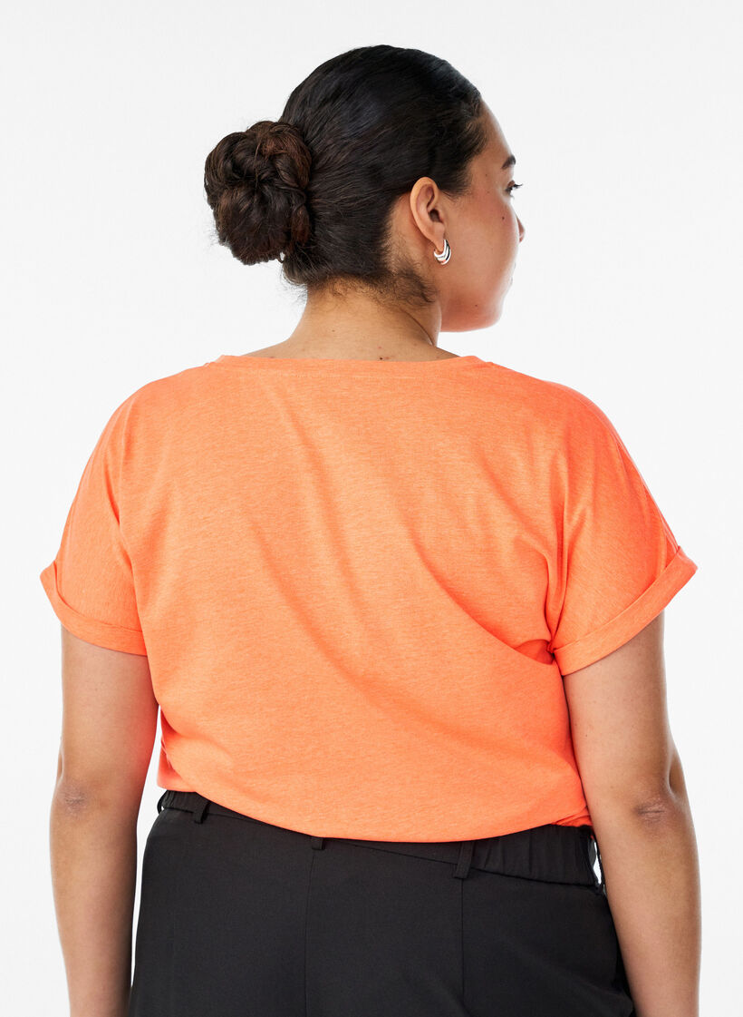 Neonfarvet t-shirt i bomuld, Orange, Model image number 2