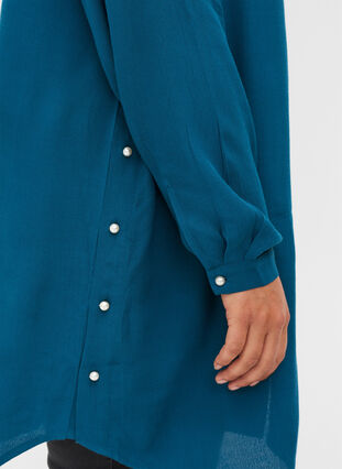 Viskose tunika med perler, Moroccan Blue, Model image number 2