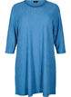 Kjole med struktur og 3/4 ærmer, Blå, Packshot image number 0