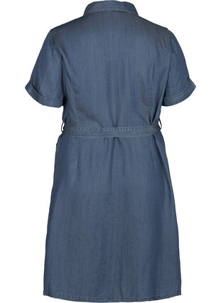 Kortærmet kjole i lyocell, Blue denim , Packshot image number 1