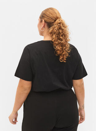 T-shirt med nitter i økologisk bomuld, Black NOW or never, Model image number 1