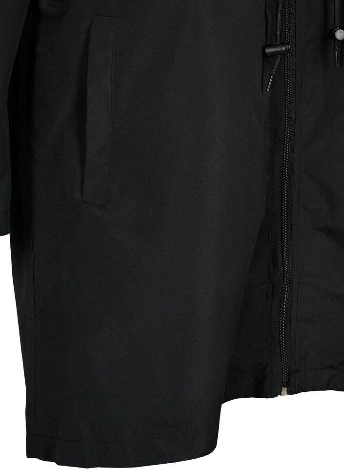 FLASH - Vandafvisende parka med hætte, Black, Packshot image number 3