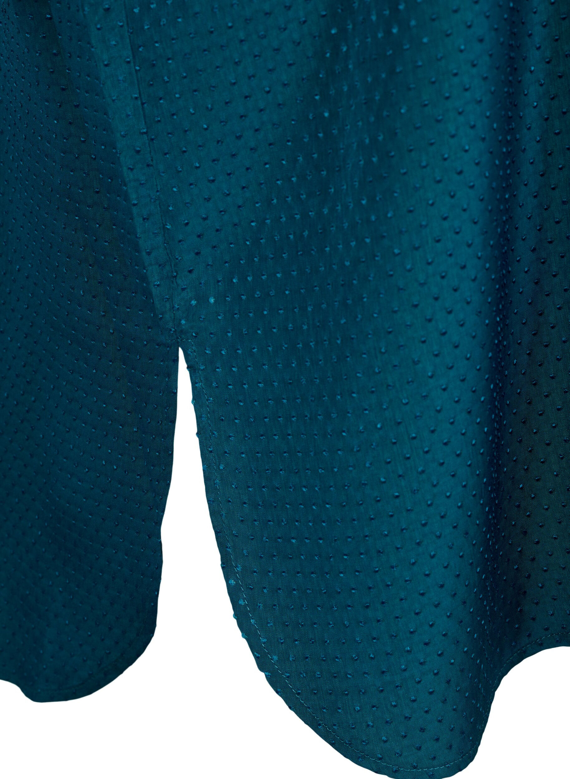Zizzi Kort&aelig;rmet skjortekjole med prikket struktur, Deep Teal, Packshot image number 3