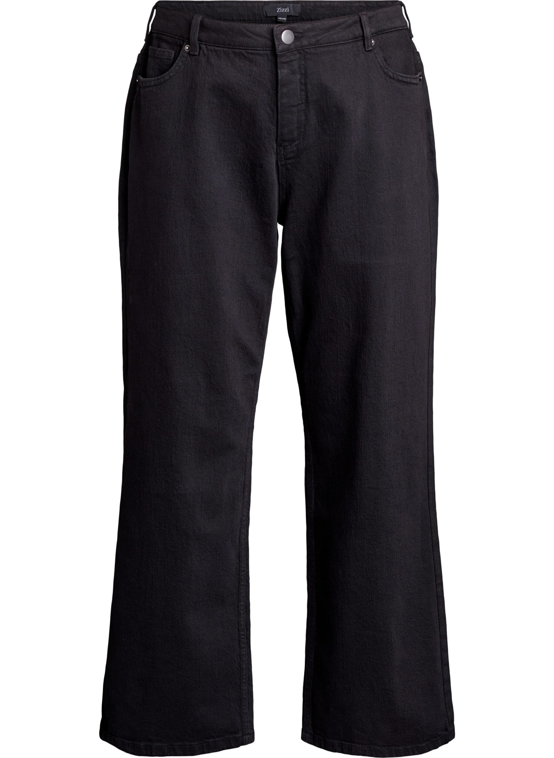 Wide leg jeans med h&oslash;j talje