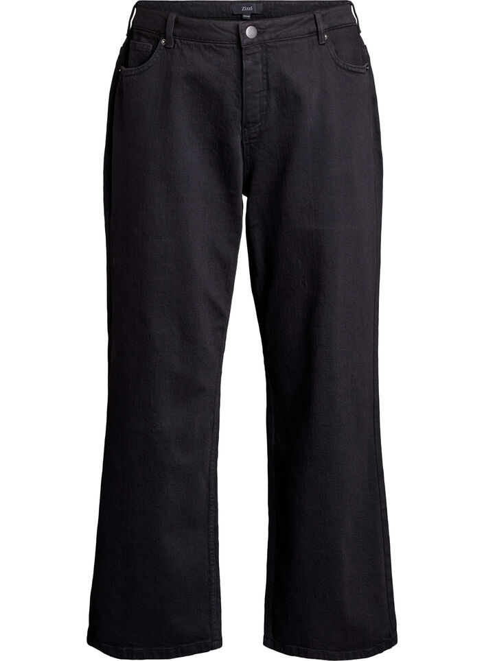 Wide leg jeans med h&oslash;j talje, Sort, Packshot image number 0
