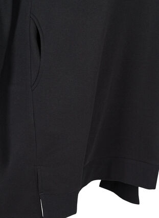 Sweatkjole med lommer og slids, Black, Packshot image number 3