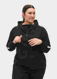 Sweatshirt med hætte og lynlås, Black, Model