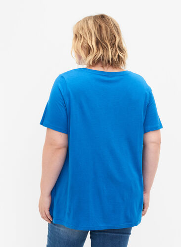 Kortærmet t-shirt med a-shape, French Blue, Model image number 1