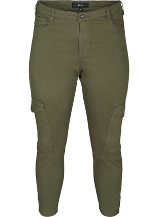 Bomulds bukser med ankellængde, Army green , Packshot image number 0