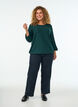 Bluse med struktur og 3/4 &aelig;rmer, Gr&oslash;n, Model image number 1