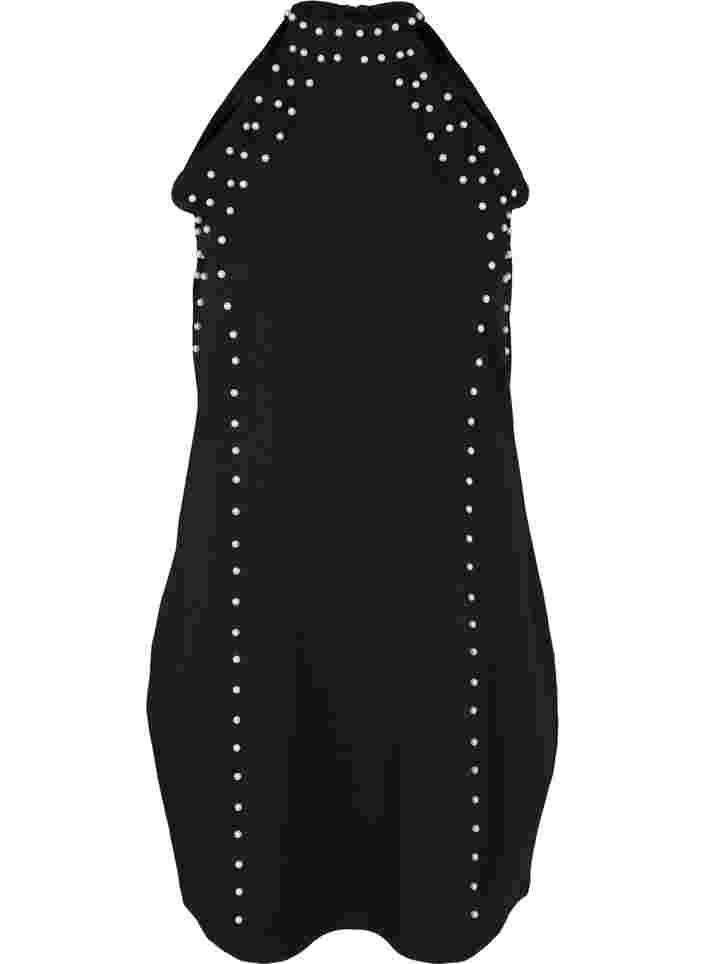 Halterneck kjole med perler, Black w. Beads, Packshot image number 0