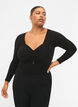 Ribbet bluse med huldetalje, Black, Model image number 0