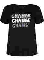 Bomulds t-shirt med korte ærmer, Black Change