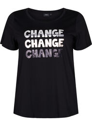 Bomulds t-shirt med korte ærmer, Black Change