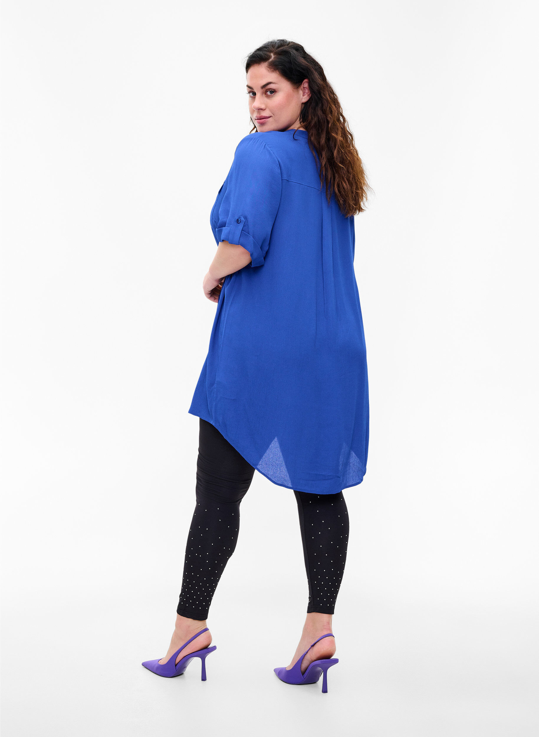 Zizzi Viskose leggings med similisten, Black, Model image number 1