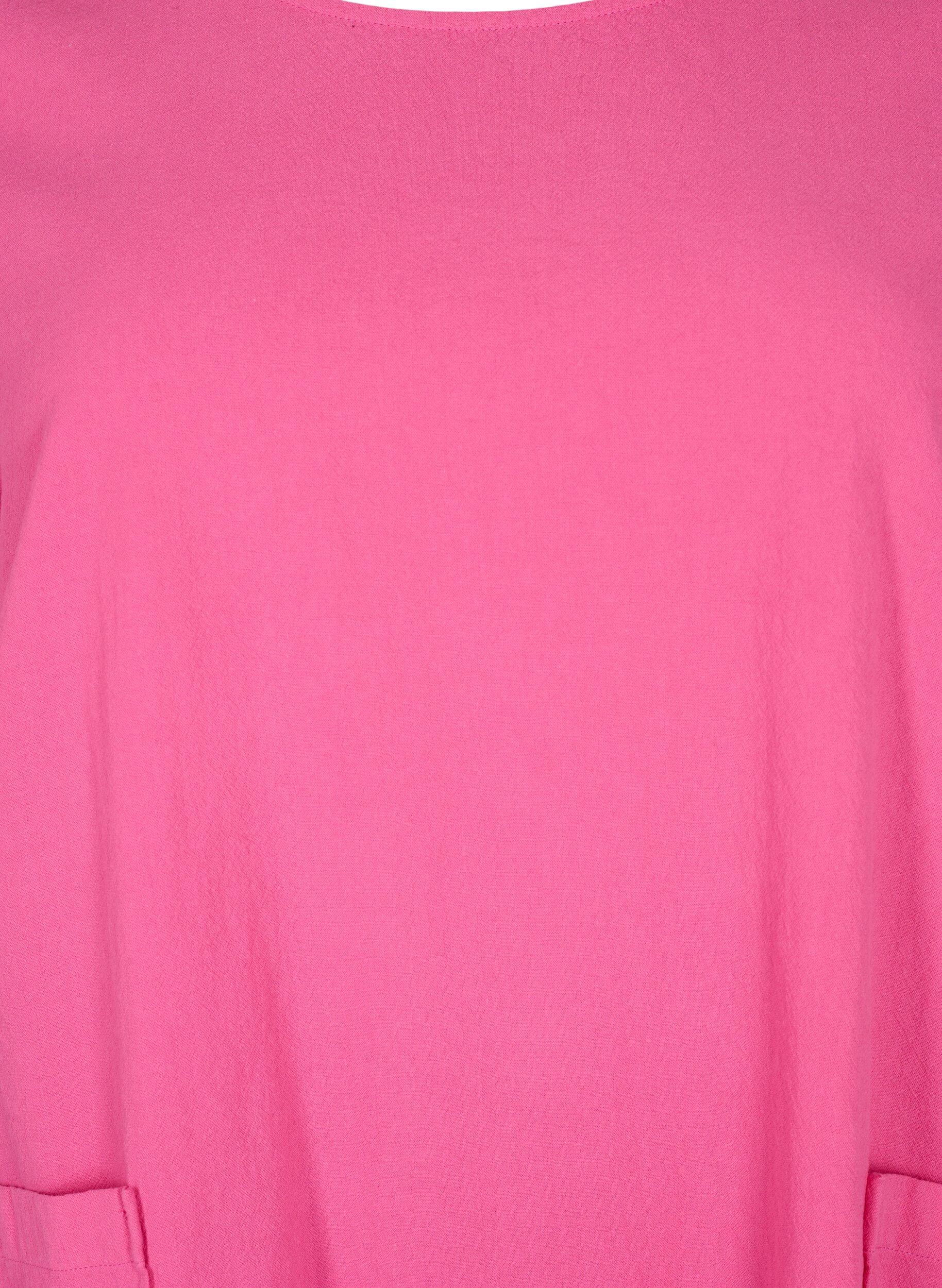 Zizzi FLASH - Kort&aelig;rmet tunika i bomuld, Raspberry Rose, Packshot image number 2