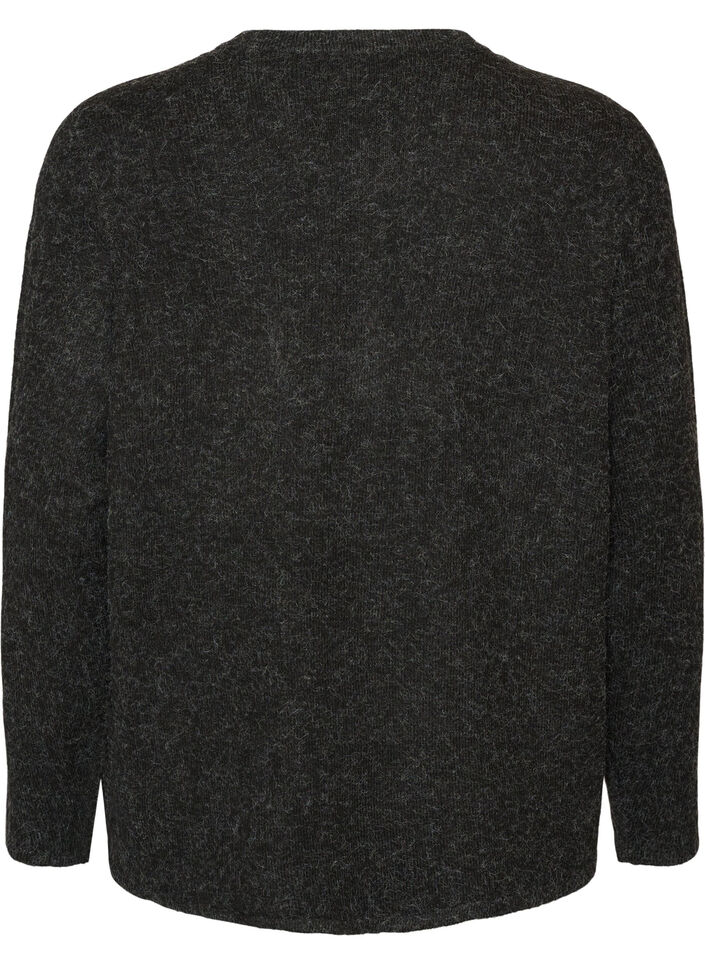 Cardigan i strik med rund hals og knaplukning, Gr&aring;, Packshot image number 1